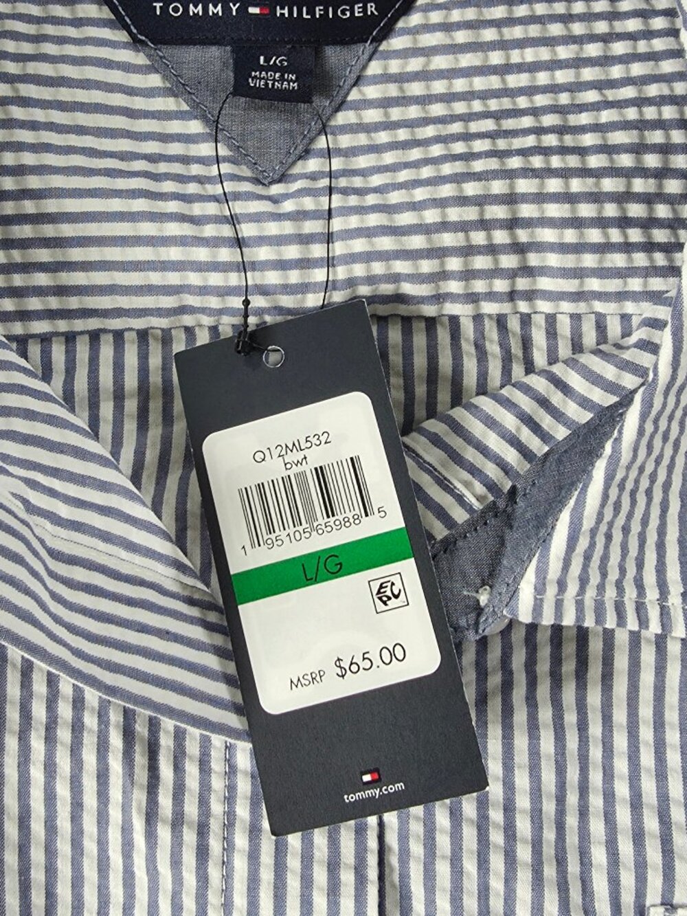 NWT Tommy Hilfiger Blue/White Pinstripe  Sleeveless button-up top - Picture 5 of 9